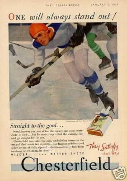 Chesterfield Cigarettes Ad Hockey (1931)