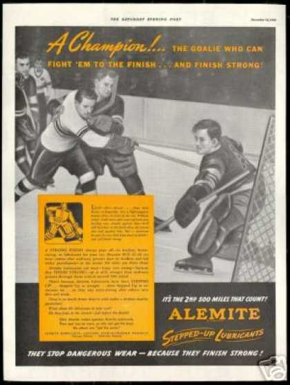 Ice Hockey Goalie Fight Em Art Alemite (1940)