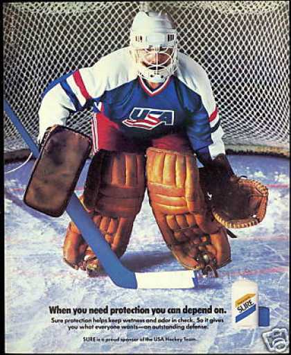 USA Hockey Team Goalie Photo Vintage Sure (1988)