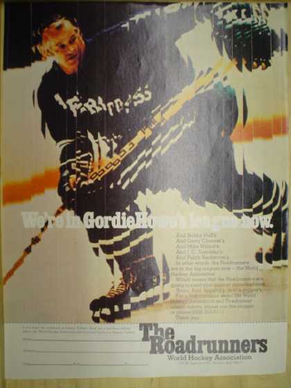 The Roadrunners World Hockey Association. We’re in Gordie Howe’s league now (1974)